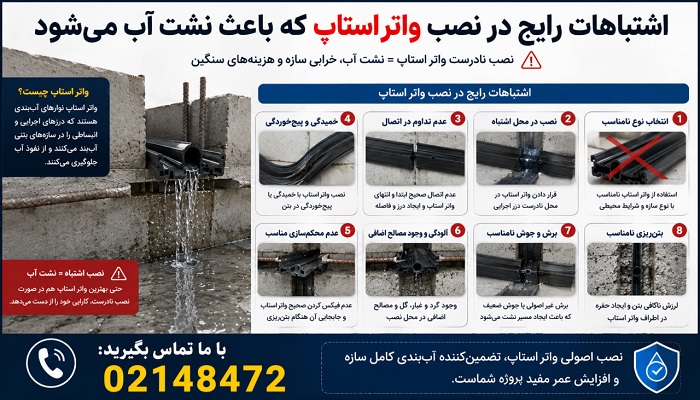 اشتباهات رایج در نصب واتر استاپ که باعث نشت آب می شوند