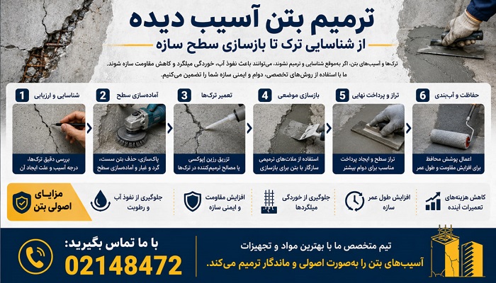 ترمیم بتن آسیب دیده، از شناسایی ترک تا بازسازی سطح سازه